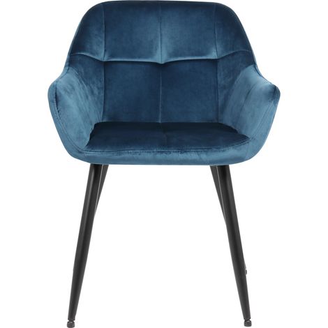 Chaise de salle à manger Emia en Velours avec Piètement en Métal noir Velours Bleu (1/7)