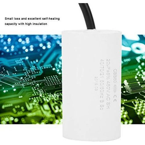 CBB60 Entwässerungskondensator 450 V 25 uF, Mikrofarad-Motorkondensator mit Filterleiter (1/4)