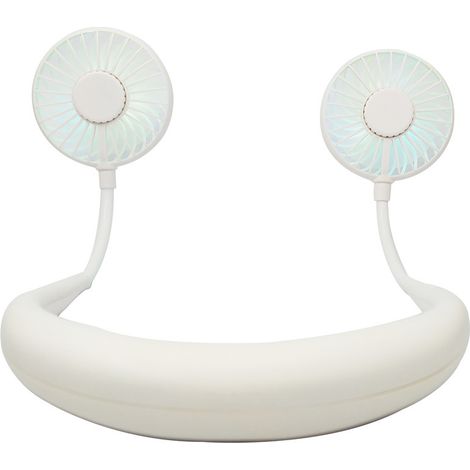 Ventilateur portable, mini ventilateur USB, ventilateur de cou rechargeable portable, ventilateur de décolleté, refroidisseur d'air double vent à 3 vitesses pour bureau de camping en plein air (1/2)