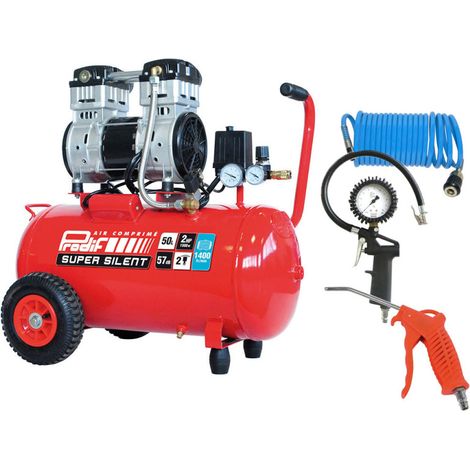 PRODIF Pack Compresseur Super Silent SIL850 50L 2CV + Kit 3 Accessoires Raccord Rapide (1/5)