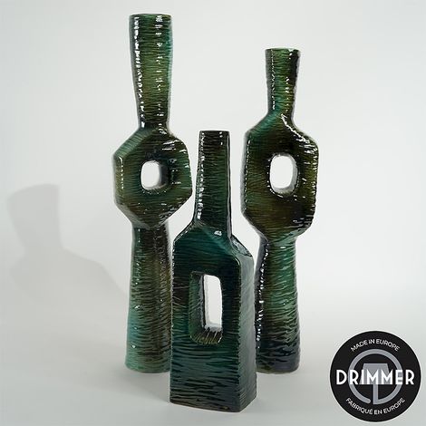 Ensemble 3 vases Arequipa vert 14x7x52cm (1/2)