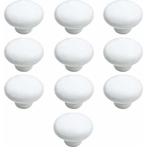 Door Knob 10PCS 33mm Ceramic Door Handle Kitchen Cabinet Drawer Door Knobs White