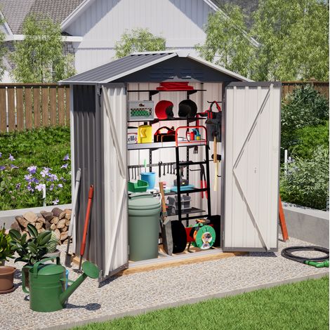 Casetta porta attrezzi 154x83x180 cm, con porta chiudibile, ventilazione, acciaio zincato grigio