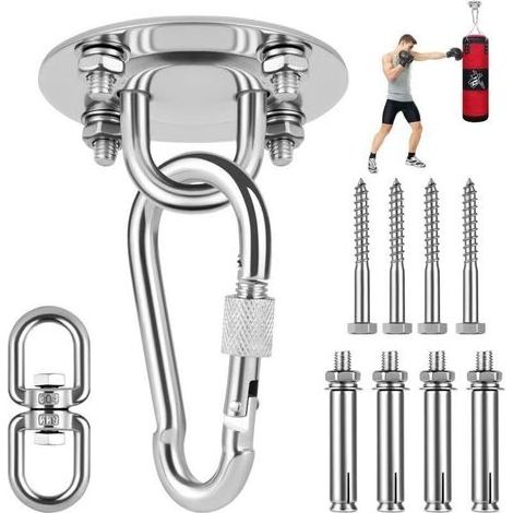 Crochet de Plafond en Acier Inoxydable 304 – Support Mural Robuste pour Sac de Frappe, Hamac ou Chaise Suspendue – Charge Maximale 150 kg (1/4)