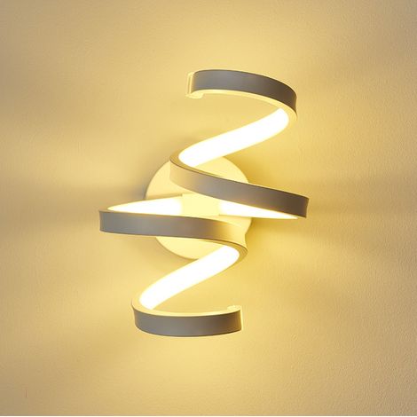 Applique da Parete Moderna in Acrilico Lampada da Parete a Led Lampada da Parete a Spirale Lampada a Muro in Alluminio Semplice per Soggiorno Comodino Camera da Letto Corridoio Bianca Calda
