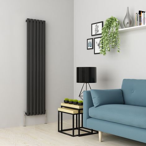 Warmehaus Oval Anthracite Radiator Vertical Single 1600x354mm (1/5)