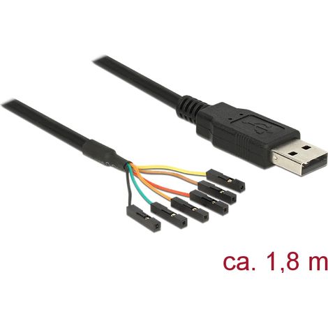 Adapterkabel usb seriell-ttl 6 pin pinheader buchse einzeln 1,8 m (3,3 v) delock