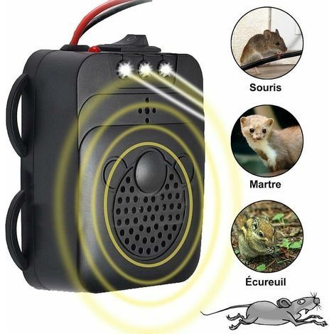 Ultraschall-Autoabwehrgerät, elektronisches Ratten- und Marderabwehrgerät mit LED-Blitzlichtern für Auto, Scheune, Küche (1/4)