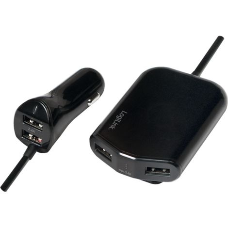 Logilink Caricatore da Auto 2 USB + 2 USB per Passeggeri Posteriori 24W (1/5)
