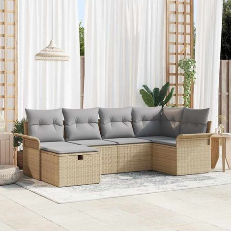 vidaXL Set Divano da Giardino 6 pcs Beige e Grigio Chiaro polyrattan (1/5)