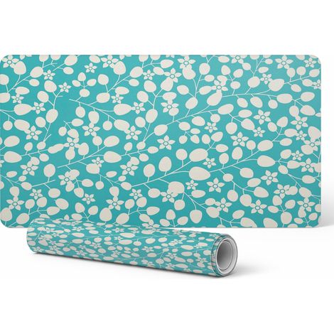 Alfombrilla de escritorio de vinilo con estampado floral de hojas, 90x45 cm.