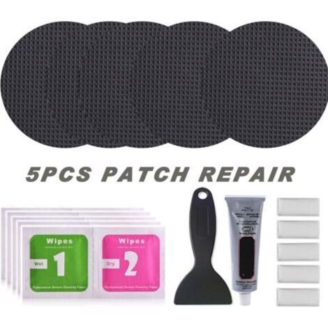 Paquet de 5 rubans de réparation de tente, Kit de réparation de tapis de Trampoline adhésif rond de 4 pouces, réparation de trous ou de déchirures dans les tapis de Trampoline (1/4)