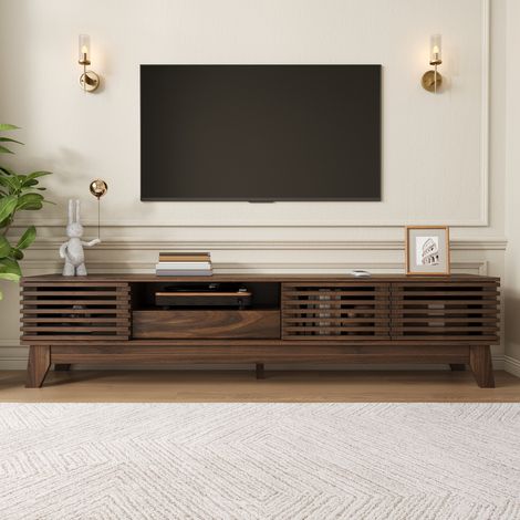 Mobile tv basso - 170x35x40 cm - Soggiorno con 3 ante e 1 cassetto - Mdf stile moderno - Noce (1/5)