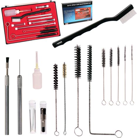 KIT DE LIMPIEZA DE PISTOLAS PULVERIZADORAS 22 PIEZAS PINCELES AGUJAS