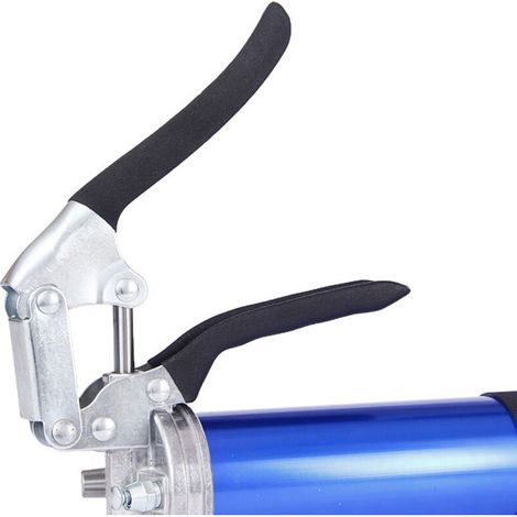 Crezuo 8.000 PSI Hochleistungs-Profi-Handfettpresse mit Pistolengriff und 18" Schlauch, 6" starrer Verlängerung, spitzer Düse (Blau)