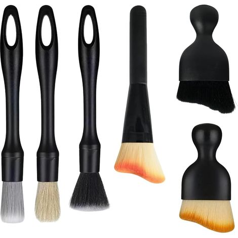 6-teiliges Autoreinigungsbürsten-Set – Weiche Bürsten für die Innen- und Außenreinigung – Ergonomisches Design für effiziente Reinigung – Ideal für den Fahrzeuginnenraum (1/5)