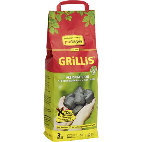 Profagus Buchengrillholzkohle-Briketts-Grillis 3 kg Beutel Grillanzünder & Holzkohle