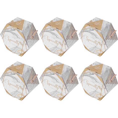 10 Boîtes Cadeaux Hexagonales pour Chocolats avec Cordon - Idéales pour Mariage et Événements - Style Marbré