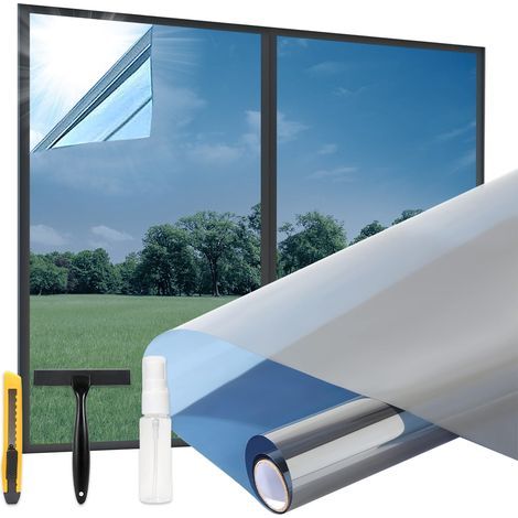 Film de protection solaire pour fenêtre à l'intérieur ou à l'extérieur 50 x 200 cm - Film miroir pour fenêtre - Film autocollant pour fenêtre - Film thermique pour fenêtre contre la chaleur. (1/5)