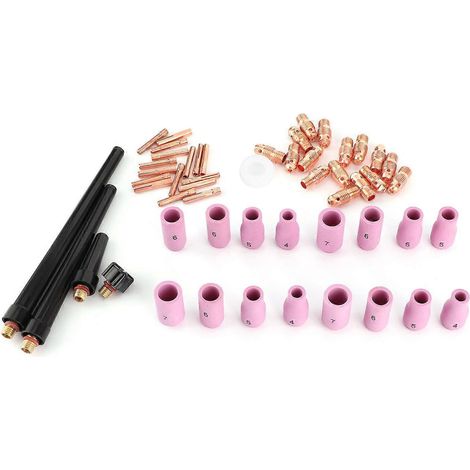 53 pièces de rechange pour torche de soudage TIG : buse en céramique et pince de serrage, compatibles avec WP9, WP-20 et WP25. (1/4)