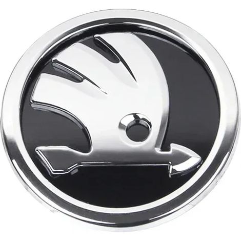 (Argent Noir, 1 x 80 mm 1 x 90 mm) - 2 emblèmes 3D pour voiture, capot, avant, arrière, coffre, compatibles avec Skoda Fabia 1, 2, Octavia, A7 RS, Superb, Rapid, Yeti, Karoq Vision. (1/5)