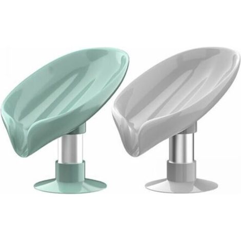 2-Piece Self-Draining Soap Dish, Easy-to-Clean Soap Holder for Shower, Leaf-Shaped with Suction Cup for Bathroom and Kitchen Sinks (1/5)