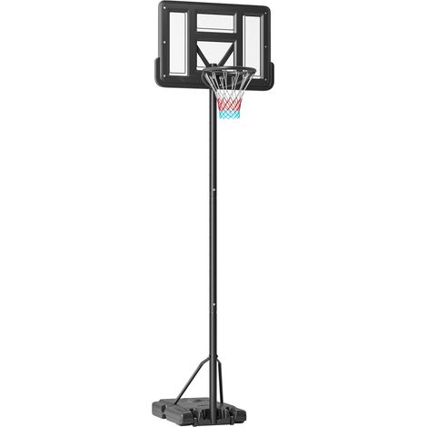 Panier de Basket sur Pied 2 en 1 Hauteur Réglable 230-305cm Mobile avec Roulettes Base Lestable Panneau 110x75cm Jardin Piscine (1/5)