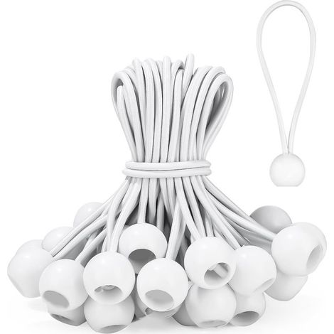 Packung mit 50 Gummiseilen mit Kugelenden, elastischen Seilen, Planen-Gummiseilen, 15 cm lange elastische Gummiseile mit Kugelenden, strapazierfähige elastische Seile, für Banner, Planen, Camping, Zel (1/5)