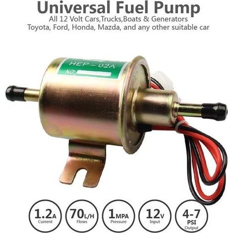Pompe à Carburant Électrique 12V (4-7PSI) - Pompe à Essence et Gasoil Universelle HEP-02A - Compatible Essence/Diesel et Toutes Machines