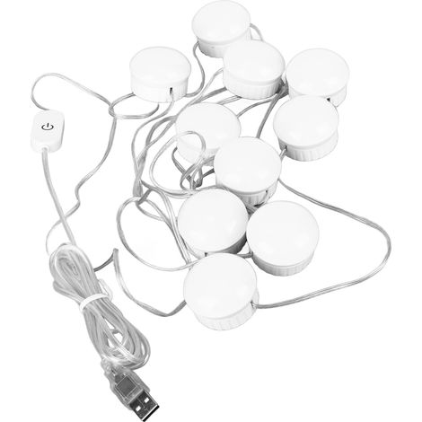 LED-Lichtleiste für Badezimmerspiegel, 10 LED-Lampen, 4 m verstellbares Kabel, WC- und Flurbeleuchtung, reinweiß, ideal für Schminktische. (1/5)