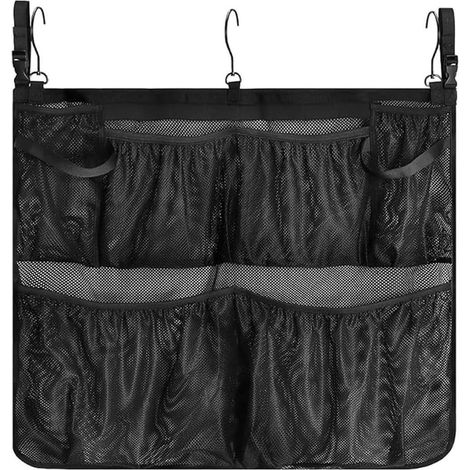 Sac de Rangement pour Piscine, Filet de Rangement avec 6 Poches en Filet, Panier de Rangement pour Piscine Hors Sol, Convient pour Un Rail supérieur de 5 cm de Moins, Noir (1/5)