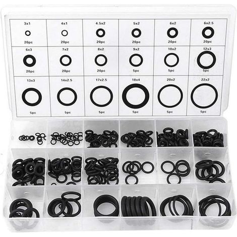 Assortiment de 225 joints toriques en caoutchouc nitrile – 18 tailles – Résistants aux huiles et fluides – Pour réparations automobiles et plomberie - 225pcs (1/5)