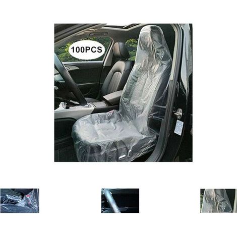 Housses de siège jetables 100 pièces, housse de siège en plastique transparent, (1/3)