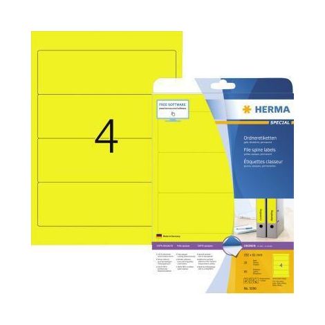 HERMA Ordneretikett 5096 192x61mm sk gelb 80 St./Pack. (1/3)