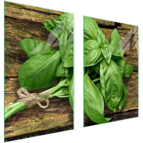 Assiette de protection en verre POUR la cuisine 65x52 basilic (1/5)