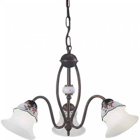 Lampadario Classico Ferrara Metallo E Ceramica Nero Sfumato Rame 3 Luci E14 (1/4)