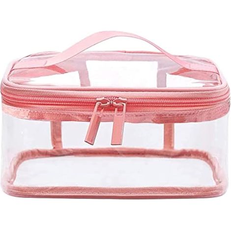 Trousse de toilette transparente - Trousse de maquillage étanche - Sac de voyage portable avec poignée et fermeture éclair pour les vacances, la salle de bain, les femmes et les hommes (1/5)