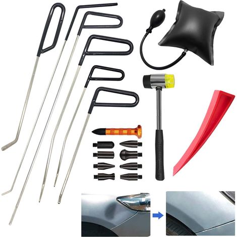 Outil Débosselage sans Peinture,Une variété d'outils de kit pour la Réparation de Bosses de Voiture Conviennent à Toutes Sortes de Bosses (1/5)