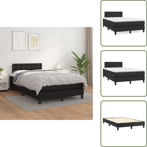 The Living Store Giroletto a Molle con Materasso Nero 120x200 cm in Similpelle - Materasso a molle