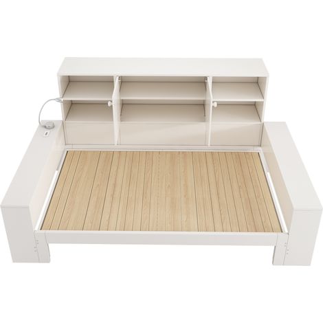 Lit gigogne avec rangement 90x200 cm blanc MODENUIT (1/5)