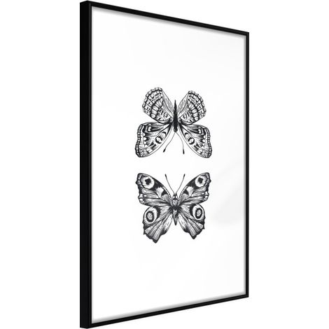Affiche Murale Encadrée "Butterfly Collection I" 30 x 42 cm Noir