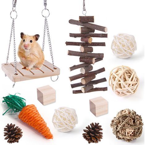 Jouets en Bois pour Rongeurs Ballons en Herbe pour Hamsters et Lapins (1/5)