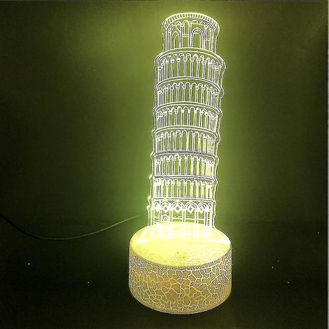 Lampe de chevet LED 3D Torre Pendente Di Pisa à changement de couleur