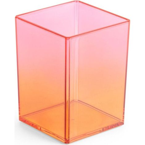 Pot à crayons - Orange - Plastique semi-transparent - 7,5x7,5x10cm - Pour le bureau - Miquelrius