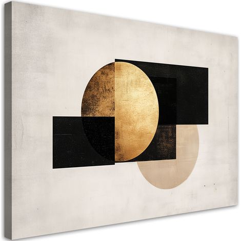 Tableau déco Abstraction géométrique Gris or 100x70 (1/5)