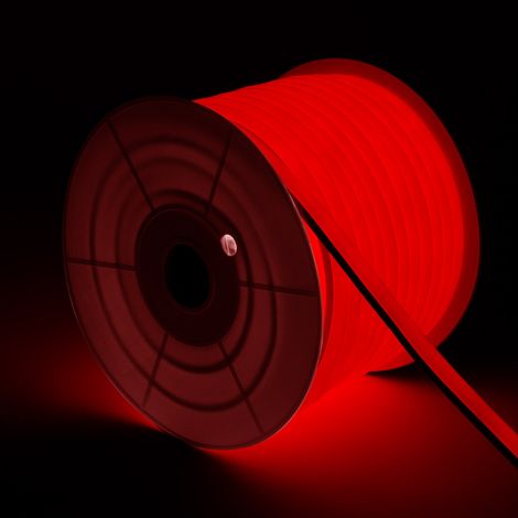 Tira LED Neón Regulable 220V BOBINA 50m Rojo Semicircular 180 7.5W/m Corte 100cm IP67 Rojo (1/5)