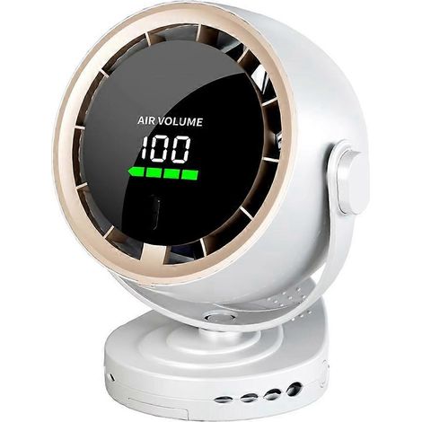 Ventilateur de bureau avec télécommande et affichage numérique, rotation à 720°, fixation par pince, turbine haute vitesse, puissant. (1/5)