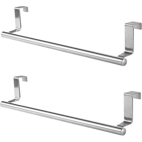 Crochets pour serviettes de cuisine, support de rangement suspendu sans poinçon, grande taille (36x6.2cm), argent 2 pièces (1/5)