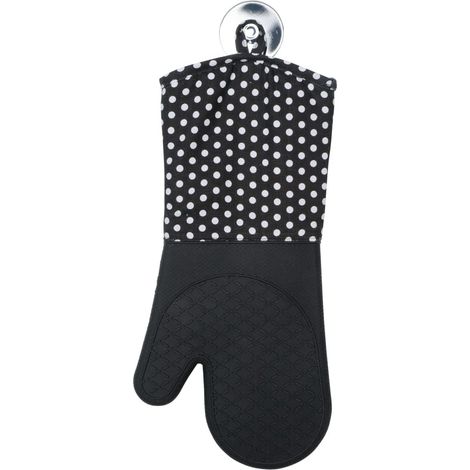 Gants de cuisine Silicone noir 1 paire, résistant à la chaleur Noir (1/4)