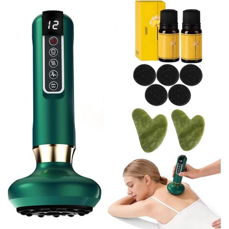Elektrisches Lymphdrainage-Massagegerät mit Schröpffunktion, Wärme, Vibration und Rotlicht, 12 Saugstufen für Beine, Arme, Taille und Bauch, wiederaufladbares Cellulite-Massagegerät für den Heimgebrau (1/5)